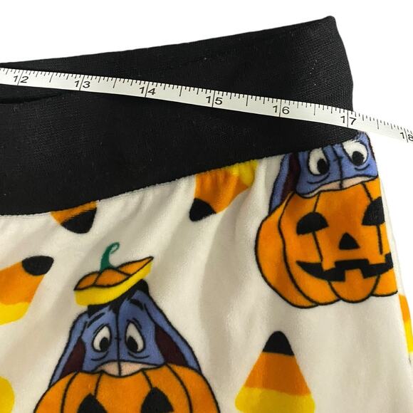 Disney Halloween Lounge Pants Size L 12-14 White Orange Eeyore Pumpkin - Picture 7 of 16